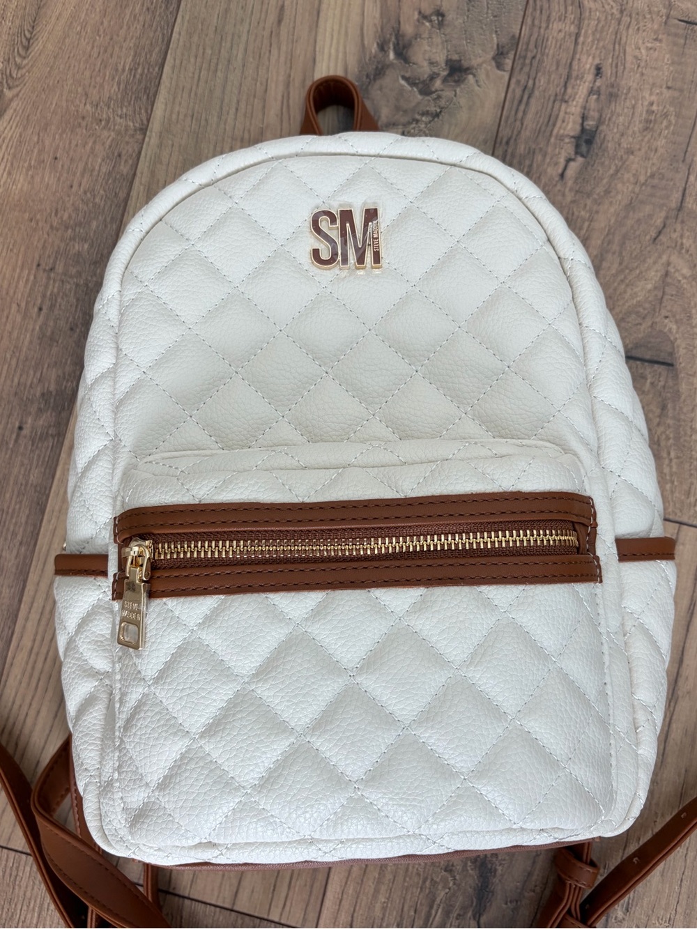 New STEVE MADDEN Quilted Mini Backpack With Gold Tone Hardware